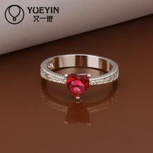 R252 925 Silver plated new design red hart shaped finger ring for girl,top quality with factory price, Free shipping