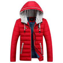 Brand New 2015 Fashion Slim Fit Feather Thick Cotton Padded Jacket Men Warm Parkas Plus Size