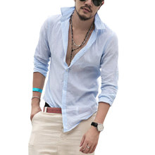Quick Drying Men’s Casual Chambray Shirts Summer Beach Style Outdoor Jacket Cotton Long Sleeve Brands Autumn Sale!