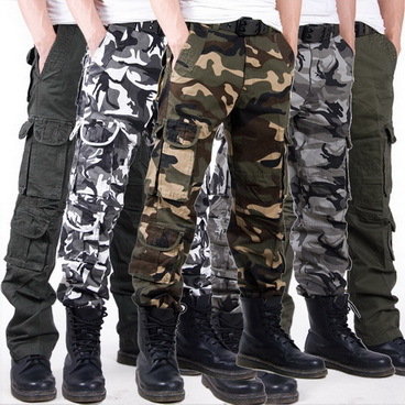 Fashion 2016 military cargo pants for men black camo multi ...