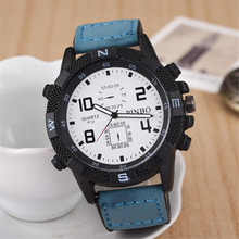 Hombres moda casual sport reloj 2015 nuevo reloj de cuero exterior deportes de cuarzo relojes envío gratis reloj