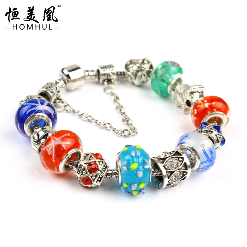 Free shipping Charming Silver Murano Glass Beads B...