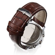 2015 New Three Eyes Clock Fashion Quartz Watch Men Sports Leather Strap Watches Casual Hours Wristwatches