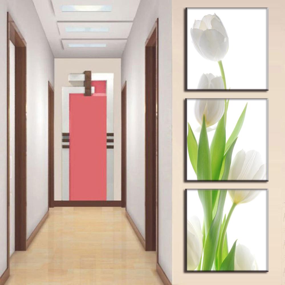 3 stks/set moderne muurschilderingen bloem witte tulp canvas print ...