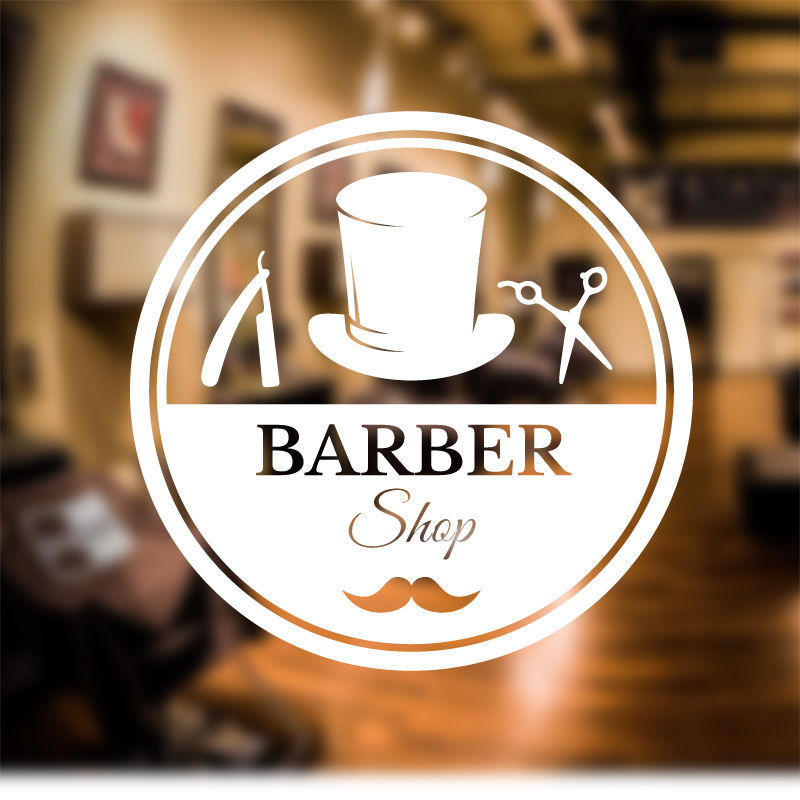 Men Salon Sticker Shave Decal Haircut Barber Shop Posters Vinyl Wall Art Decals Scissors Parede Decor Decoration Salon Sticker