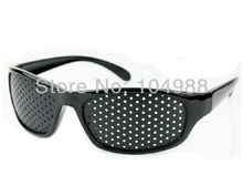 Cheap Black Unisex Vision Care Pinhole Eyeglasses pinhole Glasses Eye Exercise Eyesight Improve plastic Retail Wholesale