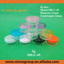 In Stock!FreeShip 50PCS 5ml 5g plastic PS cosmetic jars plastic bottles, round cosmetics cream empty jar for loose power package