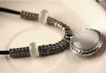 Colar Femininos Vintage Round Opal Necklaces Pendants Fashion Collares Choker for Women Jewelry Bijoux 2016 Accessories