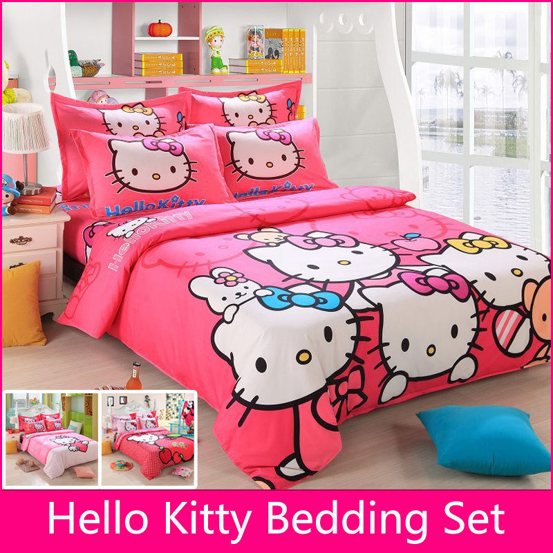 Brand Logo Hello Kitty Bedding Set Children Cotton Bed