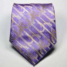 NT0342 Purple Brown Stripe Smooth Man s Jacquard Woven Silk Polyester Tie Classic Business Party Wedding