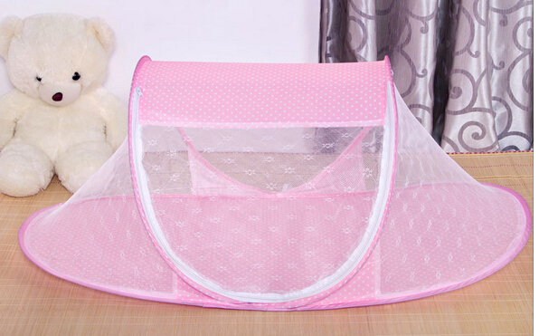 110*62*55cm summer Baby Crib baby travel bed Baby Crib With Mosquito Netting Cute dot Portable Baby Bed Kids Bedding Folding