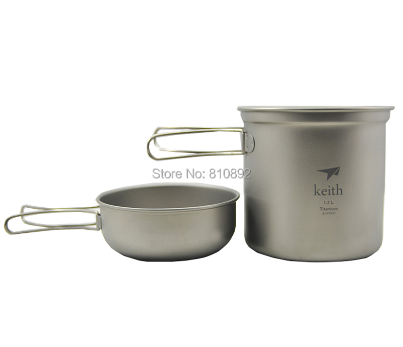 Keith  Outdoor Cooking Equipment  lightweight  Pot Set Camping Cookware Titanium Pot  and Bowl  Ti6051