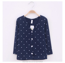 3 10years Baby girls cardigan 2014 kids fashion cotton polka dot button through thin jacket 5