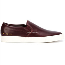 Original Common Projects Achilles Shoes Men Women Genuine Leather Sheepskin Red Casual Platforms Shoes Woman Italy Chaussures