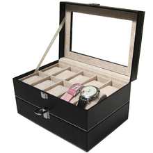 New PU Leather Watch Display Box Double-layer 20 Grid Watch Case Jewelry Storage Organizer Promotion