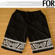 2015 New high quality west coast classic flower PYREX hip hop shorts loose black cotton men