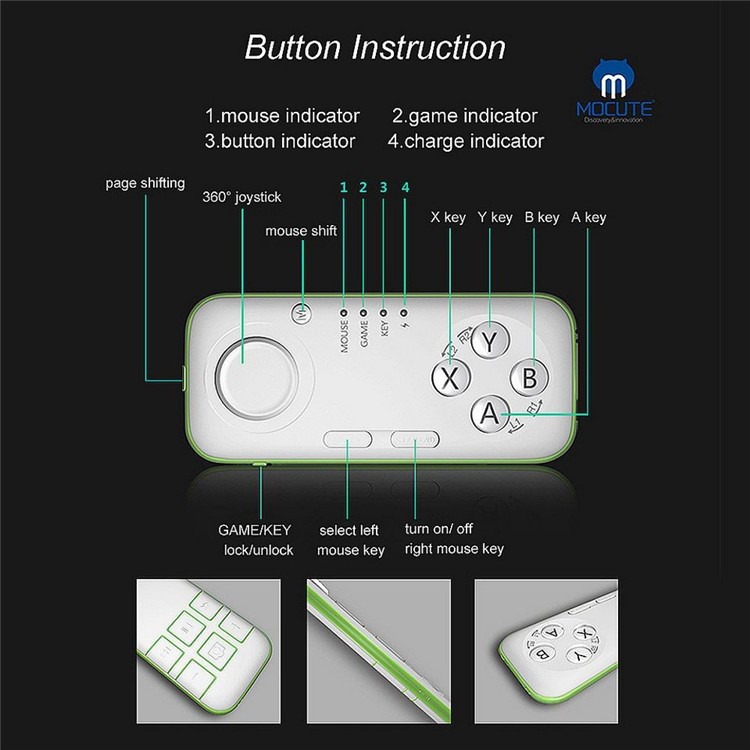 MOCUTE Joystick Multifunction Bluetooth Selfie Remote Control Shutter Gamepad for TabletPhoneEbookTVGamepad (7)