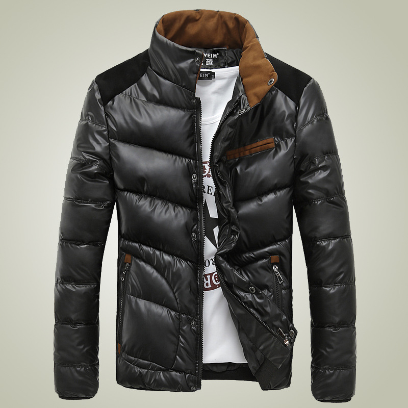 Men warm coats popular jacket men solid color stand collar newest winter jackets teenagers simple solf