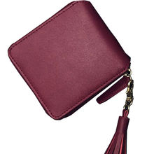 100 Genuine Leather Wallet Women Small Clutch Bag 2015 New Fashion Teassel and Zip Coins Purse