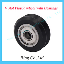 5pcs 3D printer acs W type double W type V slot V Plastic wheel with Bearings passive wheel Openbuilds pulley 20 profile track