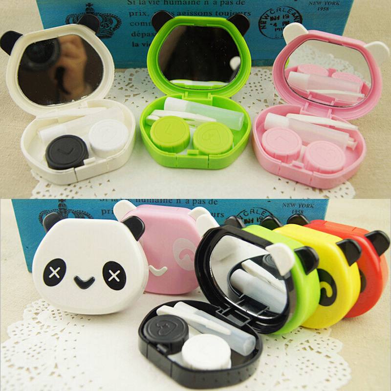 1PCS Free Shipping 2015 New Arrive Cartoon Cute Panda Animal Design Contact Lens Case Soak Storage