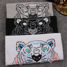 High Quality KEN 2015 New Brand European Women Tiger Head Print T Shirt Cotton Short Sleeved