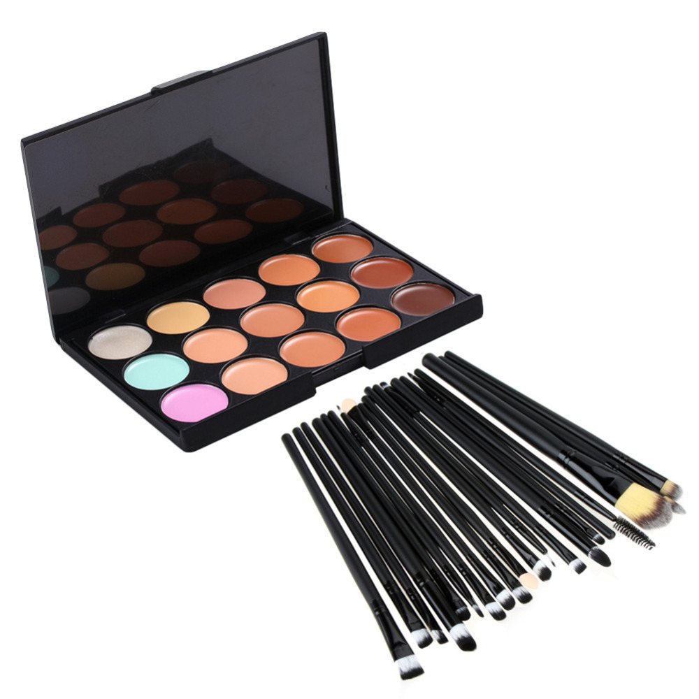 15 Colors Eyeshadow Palette 20 Pieces Wooden Handle Makeup Brushes Naked Eye Shadow Palette Make Up