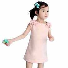 Summer Kids Girls Floral Sleeveless Princess Tutu Dress Solid Baby Dress Clothes