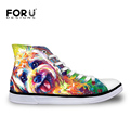 Famous Brand Designer Women Shoes YorkshireTerrier Painting High Top Canvas Shoes Girls Flats Casual Walking Shoes