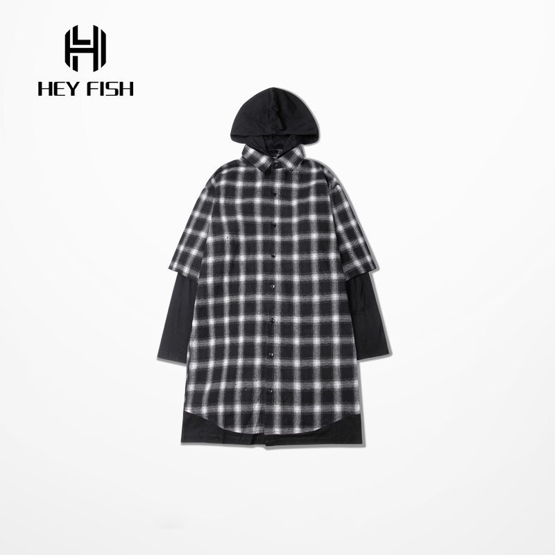 HEY FISH Hot Hip Hop Men font b Tartan b font Long Sleeve Shirts Fashion Plaid