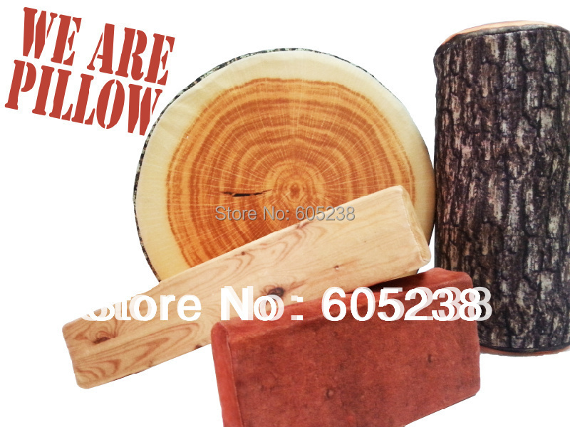 Free Shipping 1Piece high-elastic core simulation Brick Pillow / Tree Stump Wood Pillow / Green Log Pillow / Batten Pillow