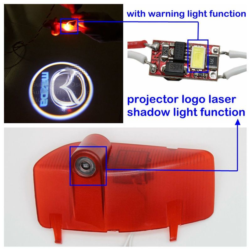 Special LED car door projector logo laser shadow welcome Warning light for Mazda 6 14