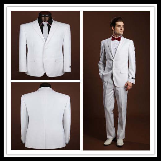 Новые ожидаемые белый цвет мужская свадебный костюм две кнопки смокинг стиль популярные ну вечеринку платье костюмы для мужчин бесплатная доставка из китая