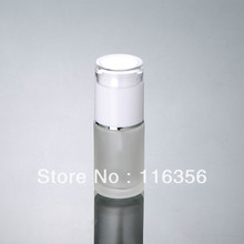 30ML frosted glass bottle with white press pump, lotion bottle for cosmetic packaging
