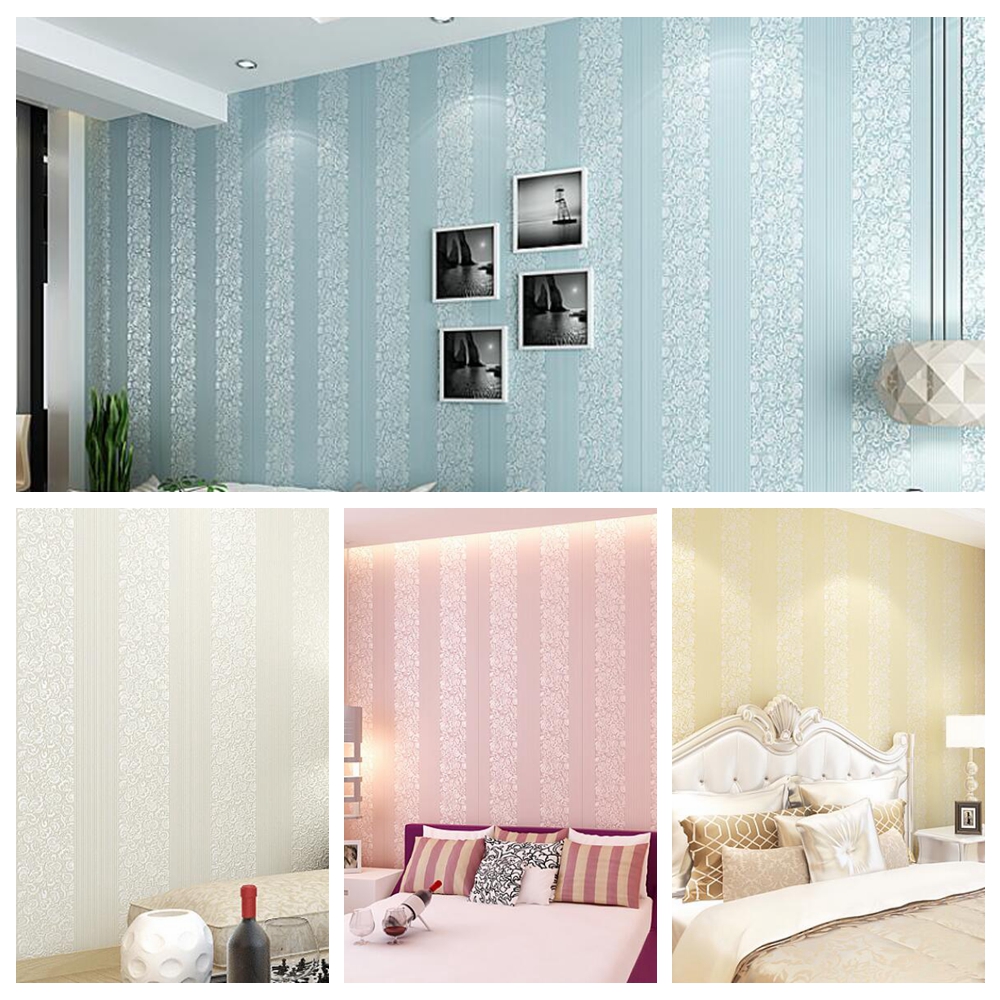 Living room wall papers striped wallpaper 4 colors Pink Bule Beige for living room bedroom