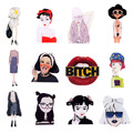 Girls Face Acrylic Brooch Pin Japan Harajuku Gaga Cartoon Unisex Knapsack Fashion Jewelry Accessory