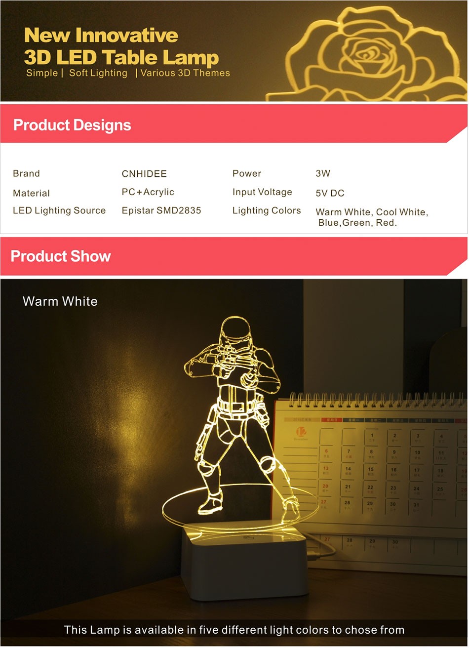  Luz de Noche Led for Star War Fans Imperial Stormtrooper 3D Lamp as Home Decor Bedroom USB Nightlight  (1)