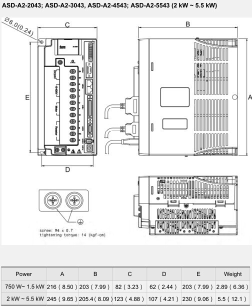 ASD-A2-2043 ASD-A2-3043 ASD-A2-4523 ASD-A2-5543 2KW-5.5KW