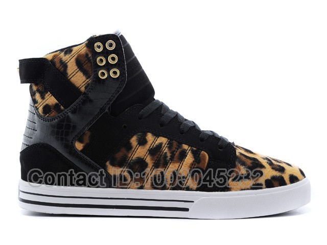 Wholesale Justin Bieber Supring Yellow Black Leopard Print Suede Sky High Top Skate Shoes_3