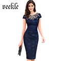 Summer Dresses Elegant Floral Print Women Vintage Dress Blue Slim Fit Fashion Sexy Beautiful Lace High