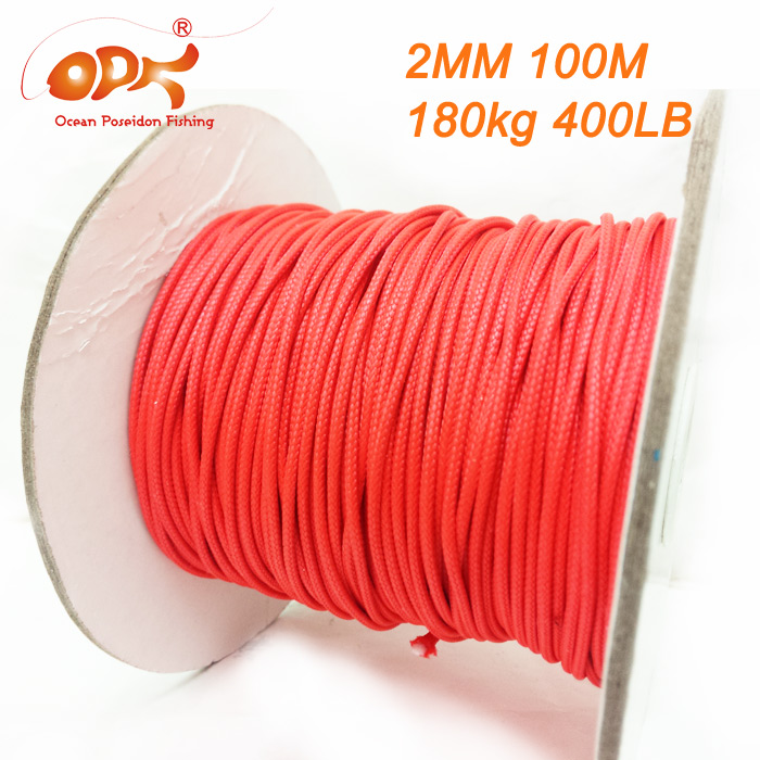 100m 2mm 200kg white/red Spearfishing line 16 Strands Braided Rope 400LB PE Cord For Underwater Spear Gun Rope