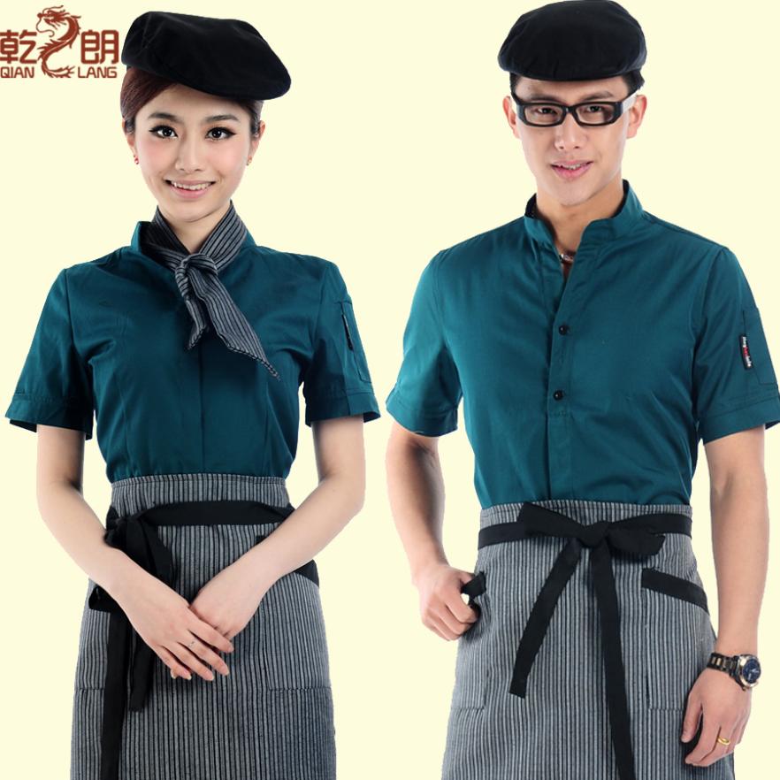 Unisex Hotel Uniforms Female Summer Clothing Short Sleeve Restaurant Fast Food Restaurants 2873