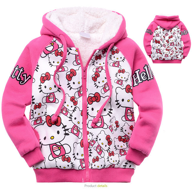 SY026 Free Shipping Retail And Wholesale Children Winter Outerwear  Kids Hoodies Coats Hello Kitty Thicken Winter  Girls Jacket
