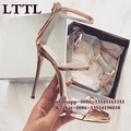 2017 Silver Gold Nude Blue Metallic Leather Gladiator Sandals Thin High Heels Sexy Shoes Platforms Stiletto