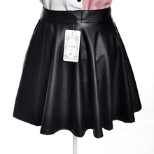 new summer PU skirts women bohemian solid A-Line miniskirts super natural above knee sexy elastic kilts black punk hot sale