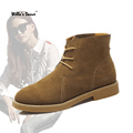 High Quality Genuine Leather Winter Women Boots 2016 Fashion Vintage Shoes Woman Famous Brand Flats Ankle