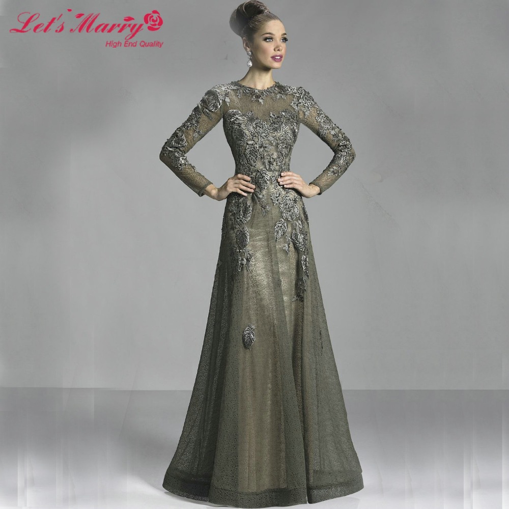 Evening Dress Long Sleeve Brown