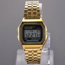 Luxury Gold Watch Metal Fashion Vintage Digital Watch Display Date Alrm Stopwatch Retro Watch Unisex Watches X*USMHM102#s1