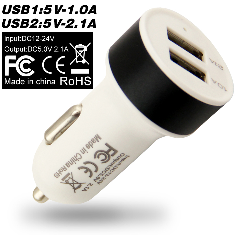 High Quality Micro Auto Universal Dual USB Car Charger For iPad iPhone 5V 2 1A Mini