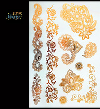 Free Shopping DIY metallic gold tattoo stickers glitter Inspired Gold Silver Shining Metallic Temporary Tattoo Flash Tattoos
